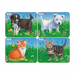 Пазл - Кошки и собаки, 4 вида (Larsen, M13)